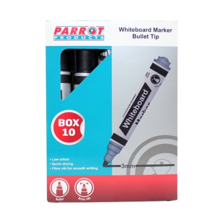 Whiteboard Markers (10 Markers - Bullet Tip - Black)