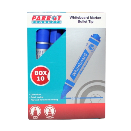 Whiteboard Markers (10 Markers - Bullet Tip - Blue)
