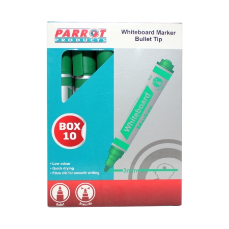 Whiteboard Markers (10 Markers - Bullet Tip - Green)