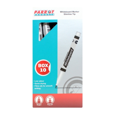 Whiteboard Markers (10 Markers - Slimline Tip - Black)