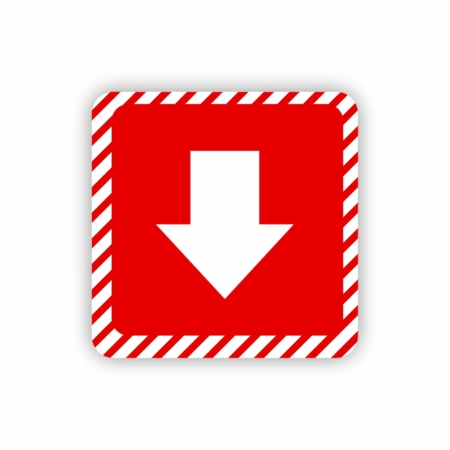 White Arrow with Red Symbolic Sign on White ACP (150 x 150mm)