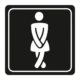 Ladies Toilet Symbolic Sign - White Printed on Black ACP (150 x 150mm)