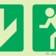 Photoluminescent 190MM Safety Sign - E3-Arrow Down+Running Man