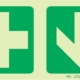 Photoluminescent 190MM Safety Sign - E7A-Green Cross+Arrow Down