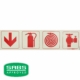 PHOTOLUMINESCENT 190MM SAFETY SIGN- F1 - Arrow Down + Fire Extinguisher + Fire Hose Reel + Fire Hyd