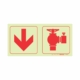 PHOTOLUMINESCENT 190MM SAFETY SIGN - F15-ARROW DOWN+FIRE HYDRANT