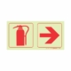 PHOTOLUMINESCENT 190MM SAFETY SIGN - F19-FIRE EXTINGUISHER+ARROW RIGHT