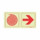 PHOTOLUMINESCENT 190MM SAFETY SIGN - F20-FIRE HOSE REEL+ARROW RIGHT