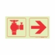 PHOTOLUMINESCENT 190MM SAFETY SIGN - FIRE HYDRANT+AROW RIGHT