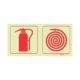 PHOTOLUMINESCENT 190MM SAFETY SIGN - F22-FIRE EXTINGUISHER+FIRE HOSE REEL