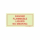 PHOTOLUMINESCENT 190MM SAFETY SIGN - F46-DANGER FLAMMABLE LIQUIDS NO SMOKING