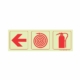 PHOTOLUMINESCENT 190MM SAFETY SIGN - F5-ARROW LEFT+FIRE HOSE REEL+FIRE EXTINGUISHER