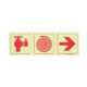 PHOTOLUMINESCENT 190MM SAFETY SIGN - F9-FIRE HYDRANT+FIRE HOSE REEL+ARROW RIGHT