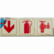 PHOTOLUMINESCENT 190MM SAFETY SIGN - F10-ARROW DOWN+FIRE EXTINGUISHER+FIRE HYDRANT