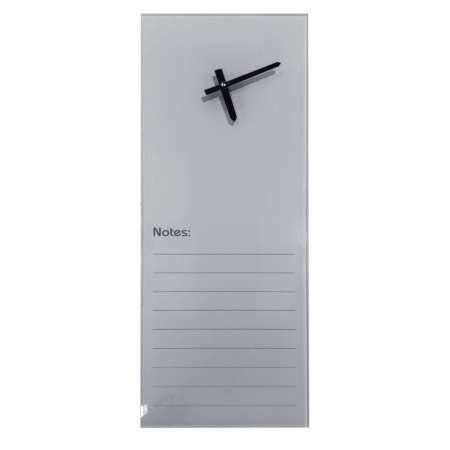 Glass Clock With Notes (200 x 580mm - Grey)