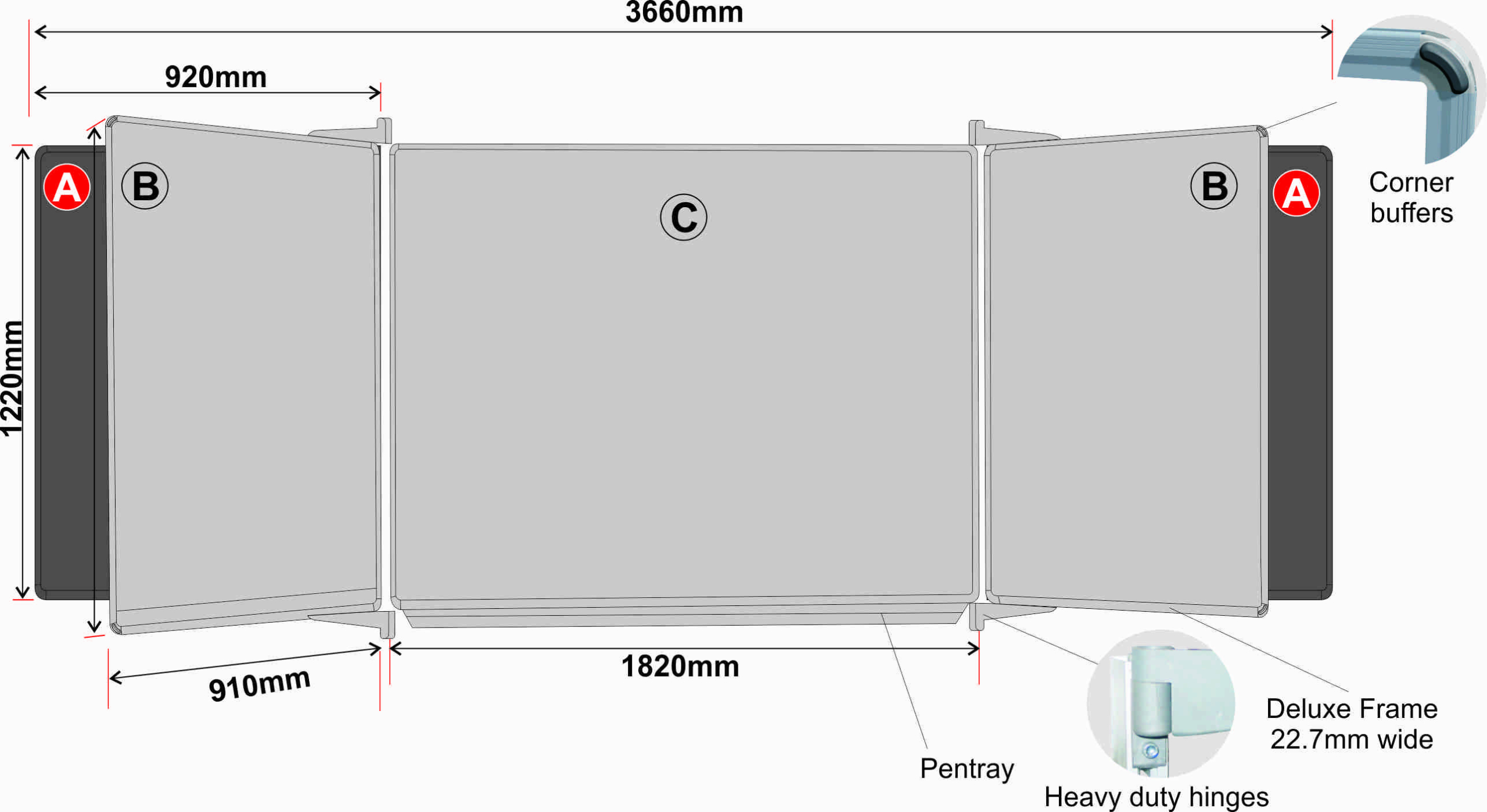 Educational Board Magnetic Whiteboard (1220*1220 - White Squares. Side Panel - Option A)