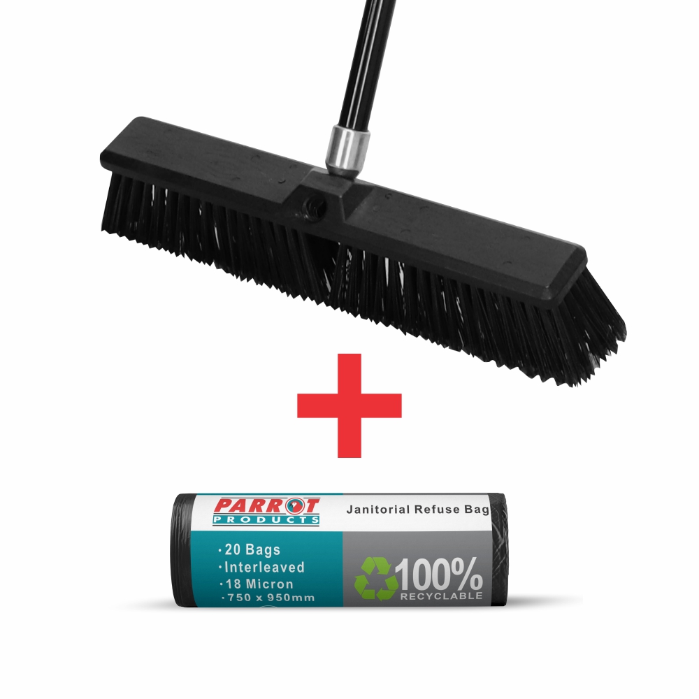 Janitorial Yard Broom + Refuse Bags (JA0103 + JA0402R)