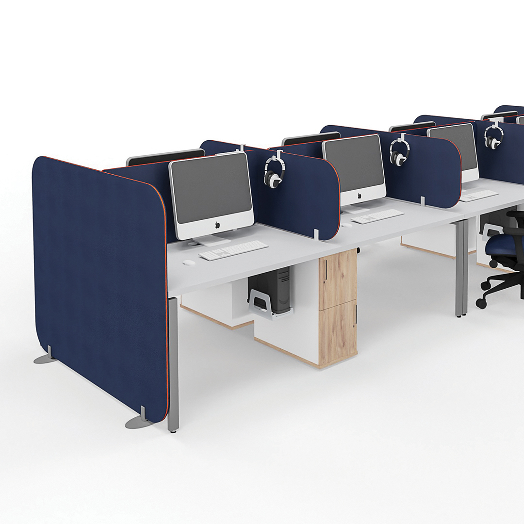 Slim-line side-by-side Desk with Shared Pedestal - call center - Image 2